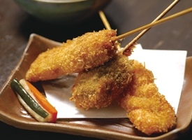 三種の串揚げ 鳥ぎんブレンドソース